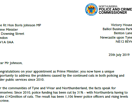 Read more about Commissioner McGuinness has challenged the new Prime Minister to hand over the funding to replace the more than 1,000 Northumbria police officers lost as a result of austerity