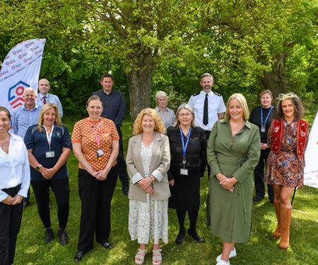 Project Shield partners pictured at the Celebration Event hosted by the Police & Crime Commissioner in Ponteland. Representatives from all organisations involved are pictured in a group shot setting outside.