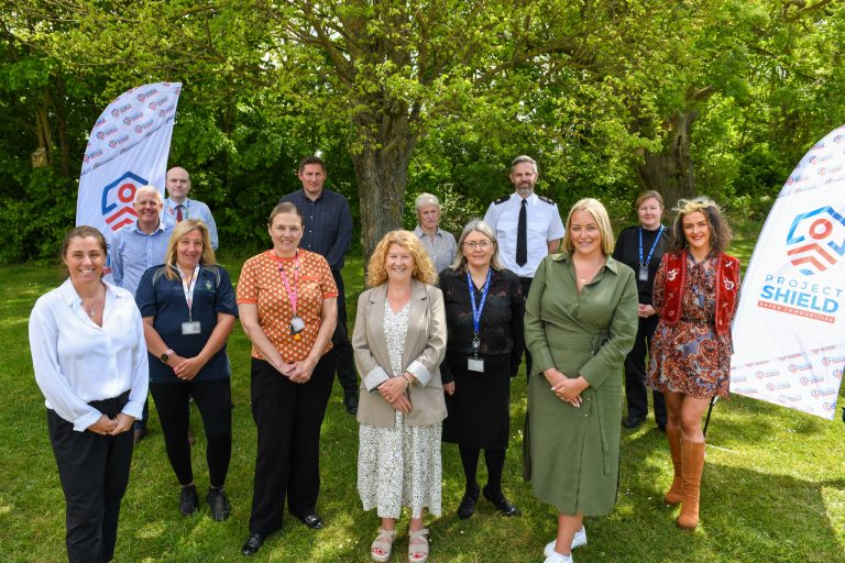 Project Shield partners pictured at the Celebration Event hosted by the Police & Crime Commissioner in Ponteland. Representatives from all organisations involved are pictured in a group shot setting outside.