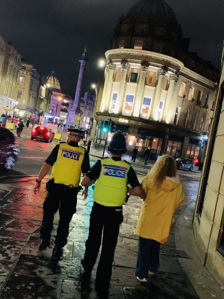 PCC Susan Dungworth and officers on patrol in Newcastle at night