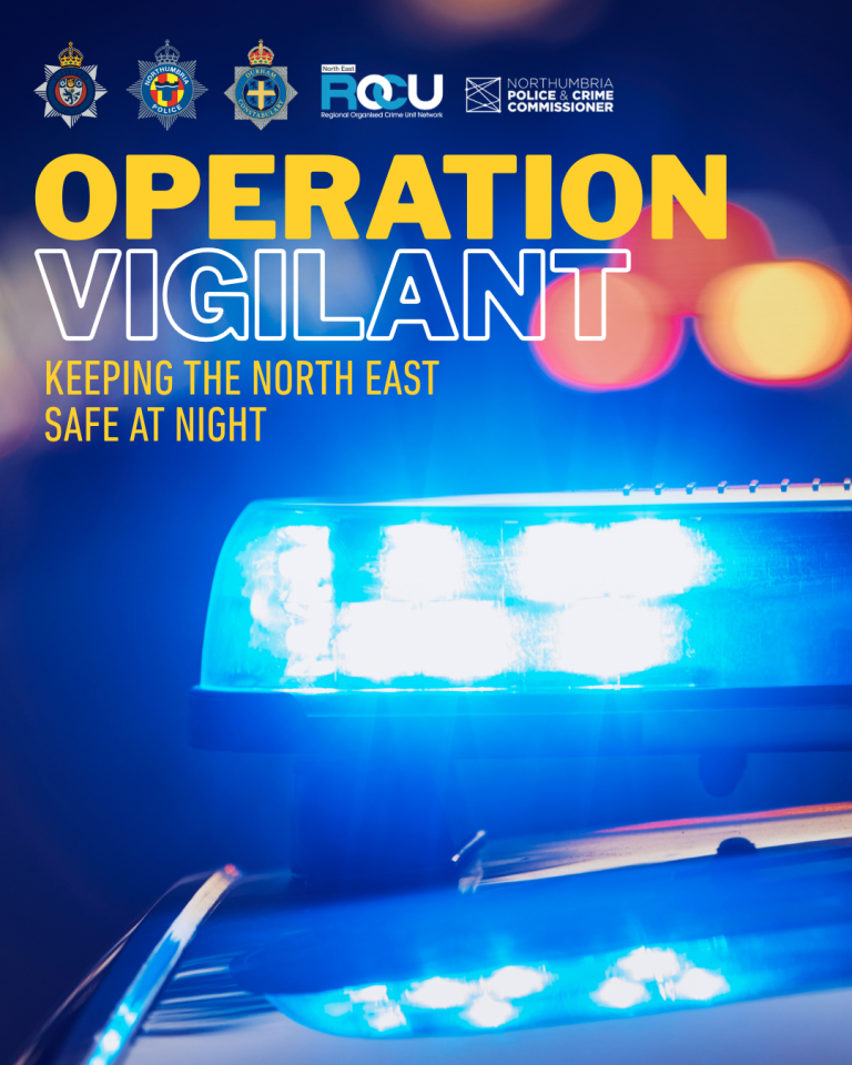 Op Vigilant graphic with police car flashing light