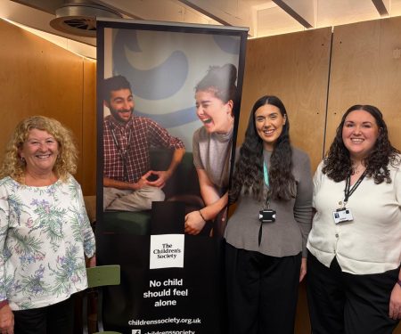 PCC Susan Dungworth with representation from the Children's Society and banner